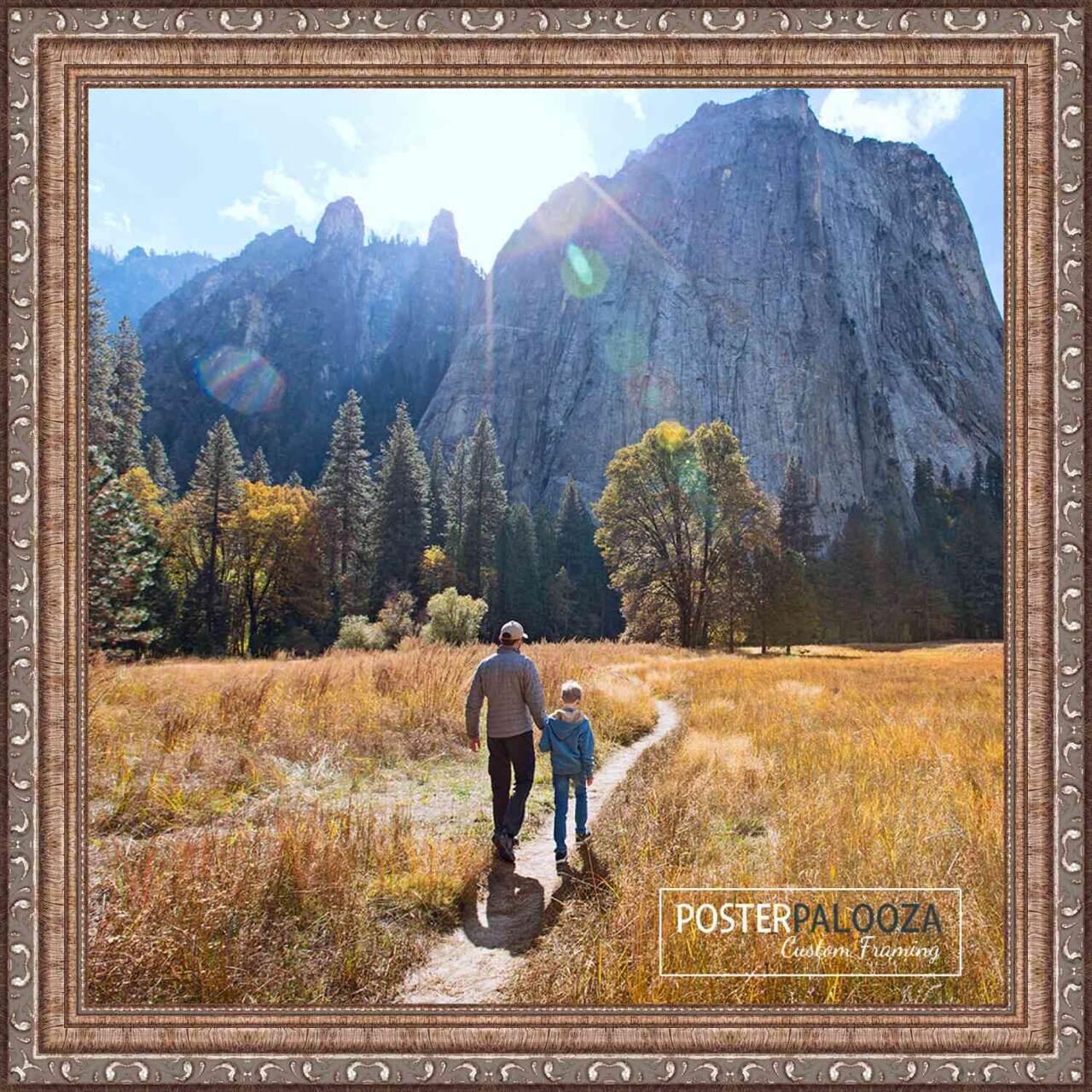 Square Deco Silver Picture Frame - UV Acrylic, Foam Board Backing, Hanging Hardware